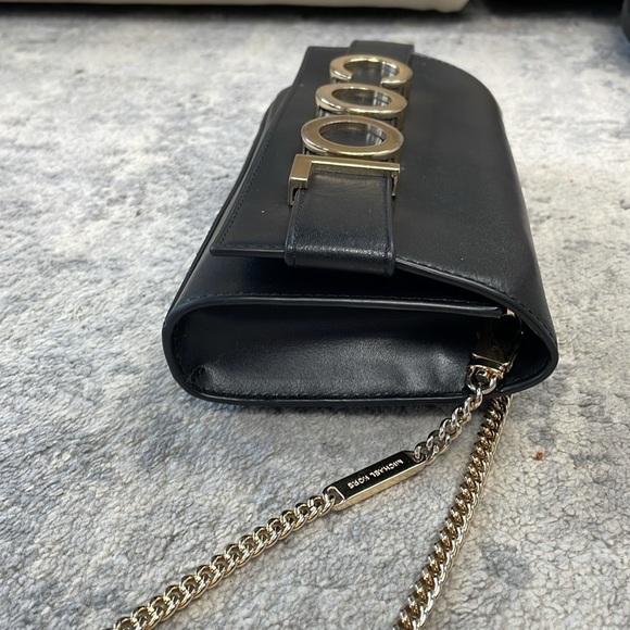 Michael Kors Bellamie Black Leather Cool Embellished Leather Bag Chain Crossbody - Picture 9 of 17